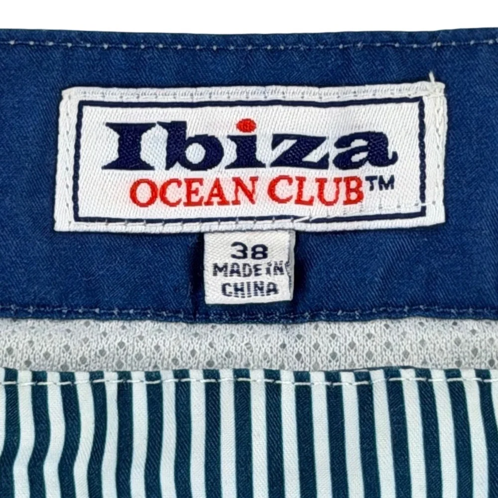 Ibiza Ocean Club Swim Trunks Men 38 Blue White Striped Mesh Lined Drawstring 6